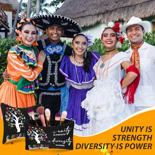 12 Pcs Hispanic Heritage Month Party Favor Gifts Bulk Makeup Bag Cosmetic Bag Spanish Hispanic Heritage Decoration Portable Canvas Zipper Pouch Travel Toiletry Organizer for Woman Teacher4