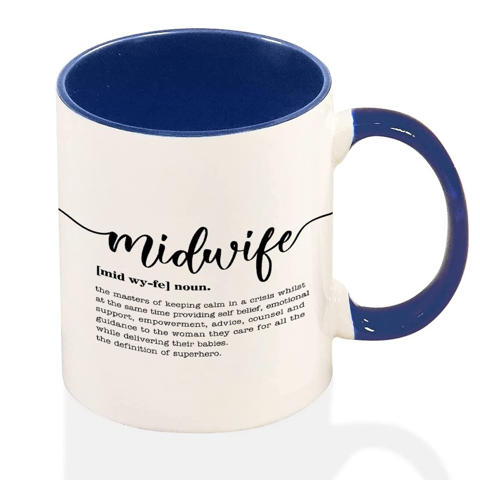 Two Tone Blue Mug Midwife Coffee Mug, Midwife Definition Funny Coffee Mug Cup, Tea Mug Gift 11 OZ