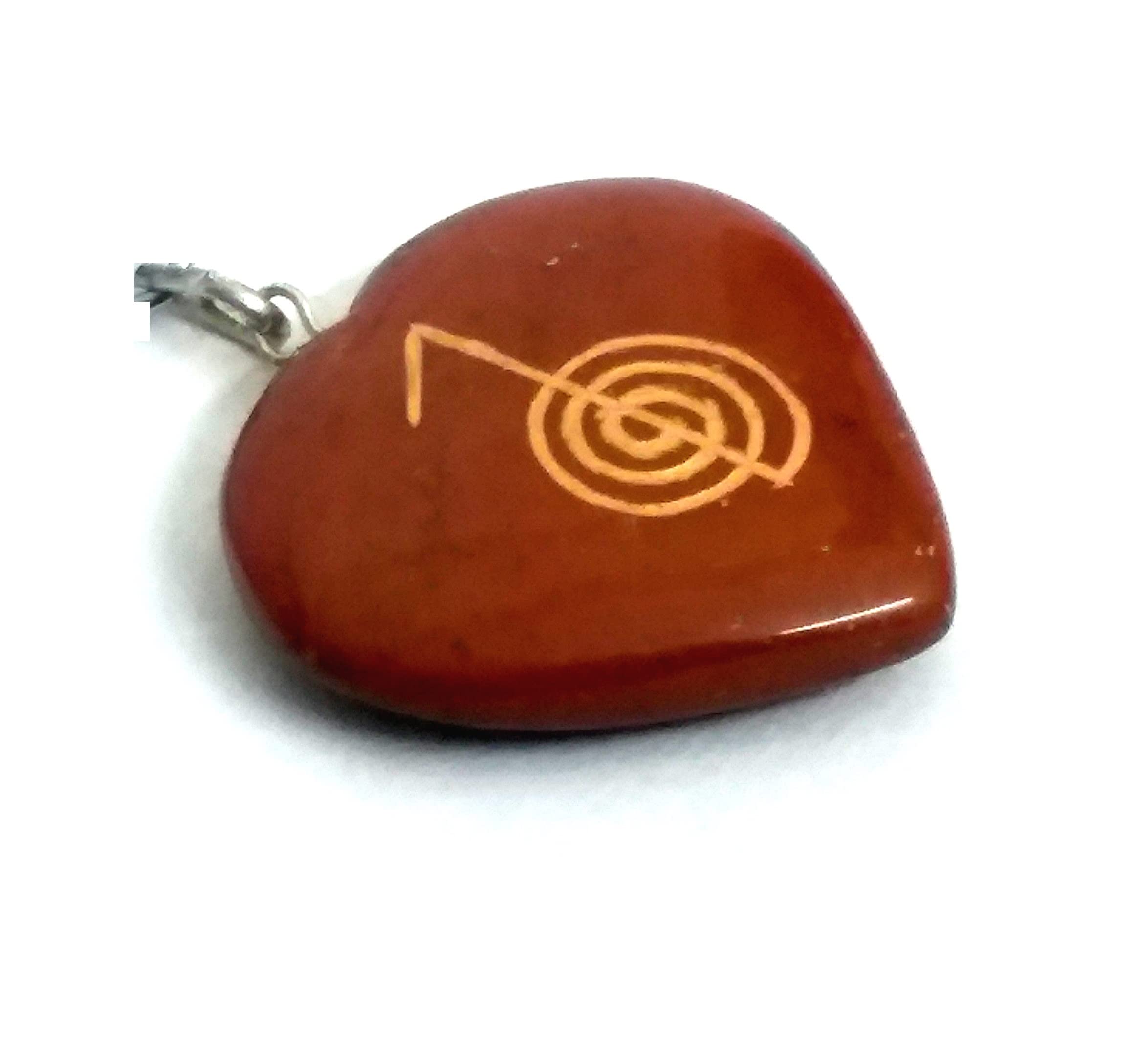 Natural Red jasper cho ku rei symbol engraved heart shaped Crystal pendant For Men And Women-image-36