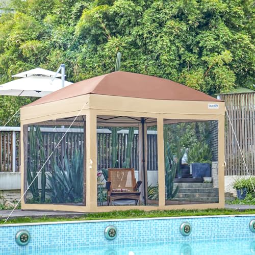 image for Quictent 6.6’x6.6’ Pop up Canopy Tent with Netting, Instant Setup 