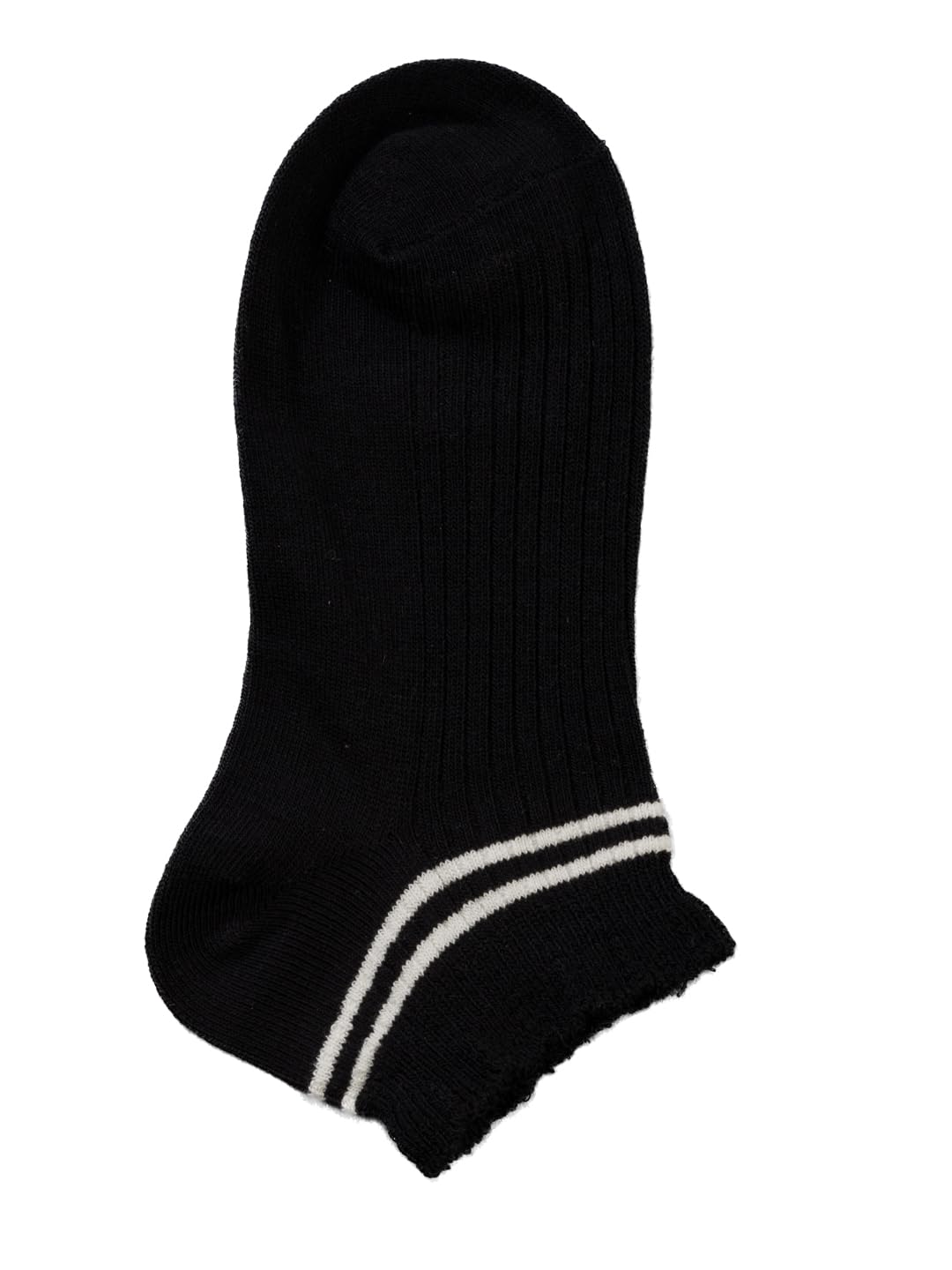 Yellow Bee Cotton Striped Ruffle Cuff Ankle-Length Socks for Girls - 4 Pairs, Peach, Beige, Black and Cream, 10-12 Years - Image 8 thumbnail