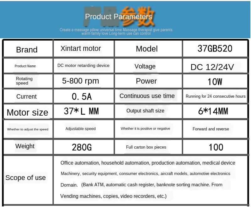 Micro Brush DC Motor 12V Low Speed Ma Da 24V Speed Regulating Motor Slow Gear Reducer Motor Permanent Magnet IE 2 37GB520 10W - (Speed(RPM): 200 Rpm, Voltage(V): 24V)