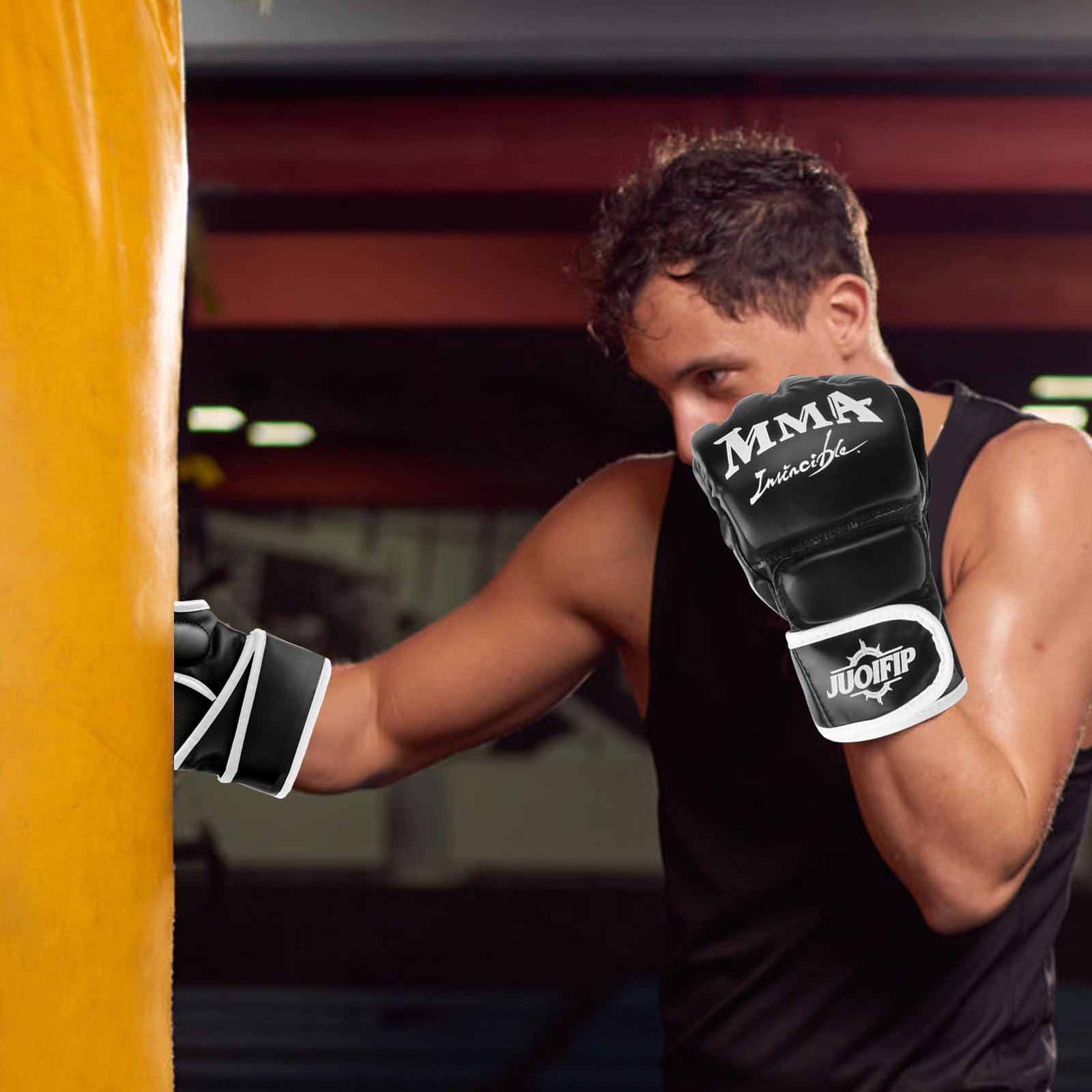 Bolsa de Boxeo Guantes de Cuero Sintético Guantes de Boxeo Pesada Entrenamiento MMA UFC