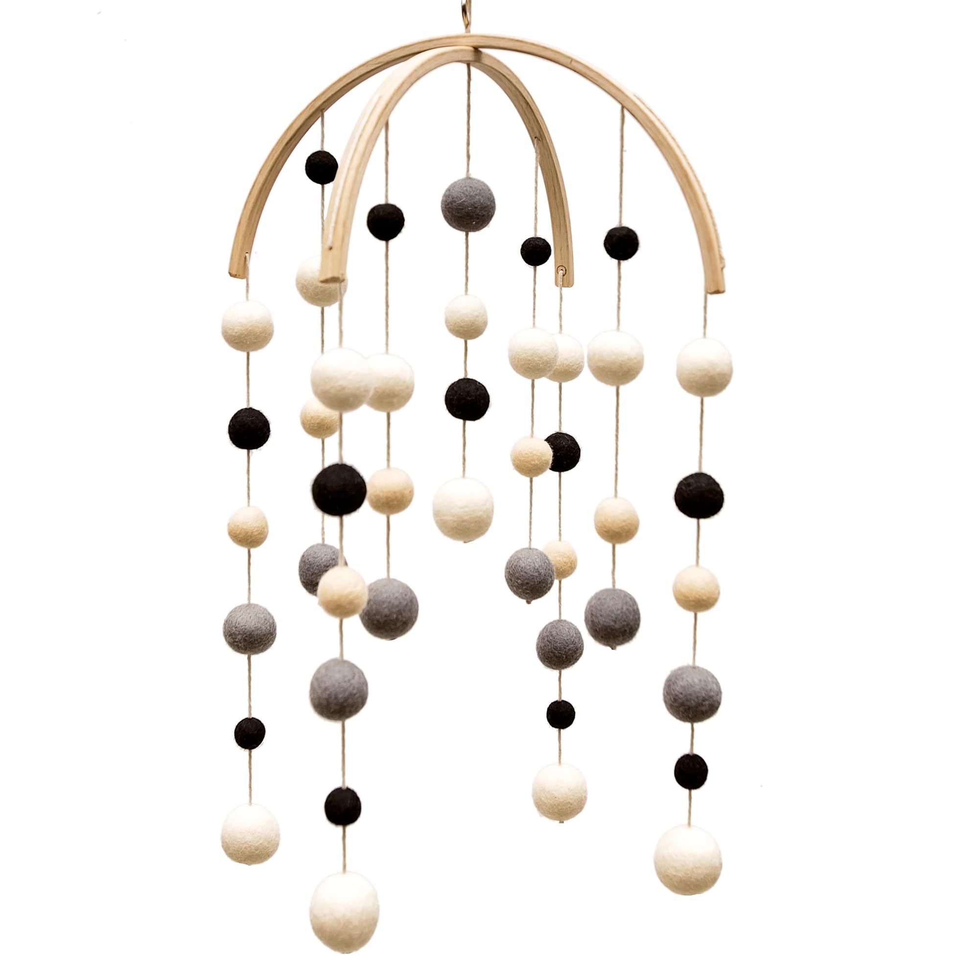 GLACIART ONE Black and White Baby Crib Mobile | Safe High Contrast Wool Toys, Neutral Room Decor for Boy & Girl | Develops Cognitive, Visual & Motor