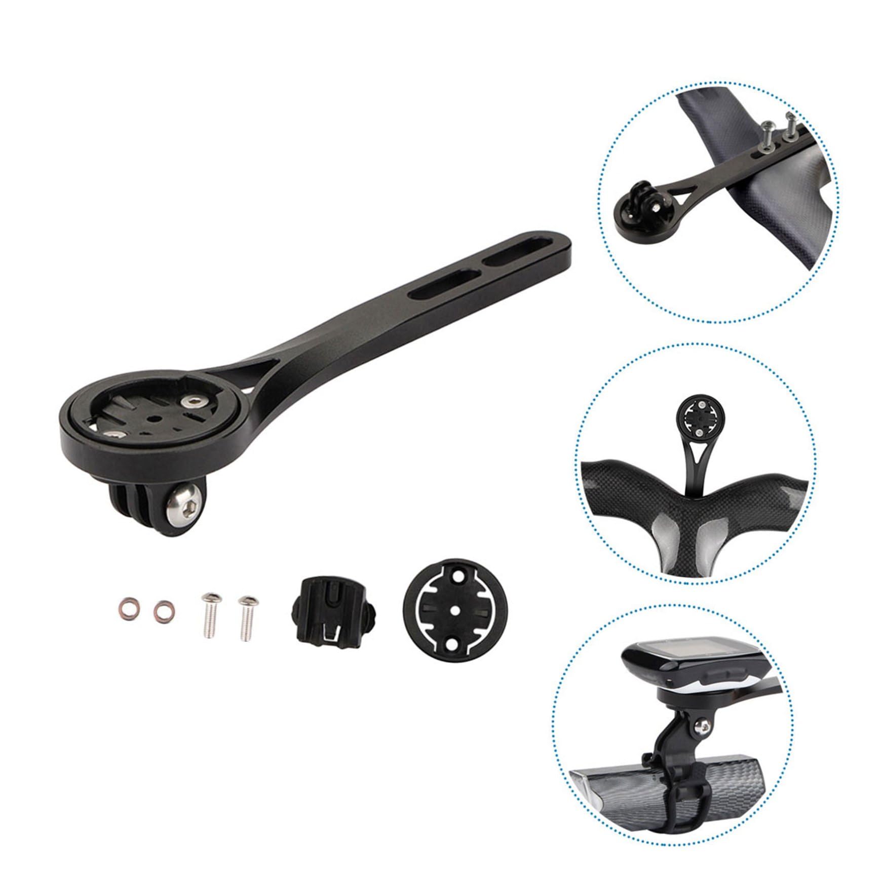 POPETPOP Support de Montre de Vélo Aluminium Alliage avec Adaptateur pour Chronomètre Caméra Noir Support Légèreté pour Guidon