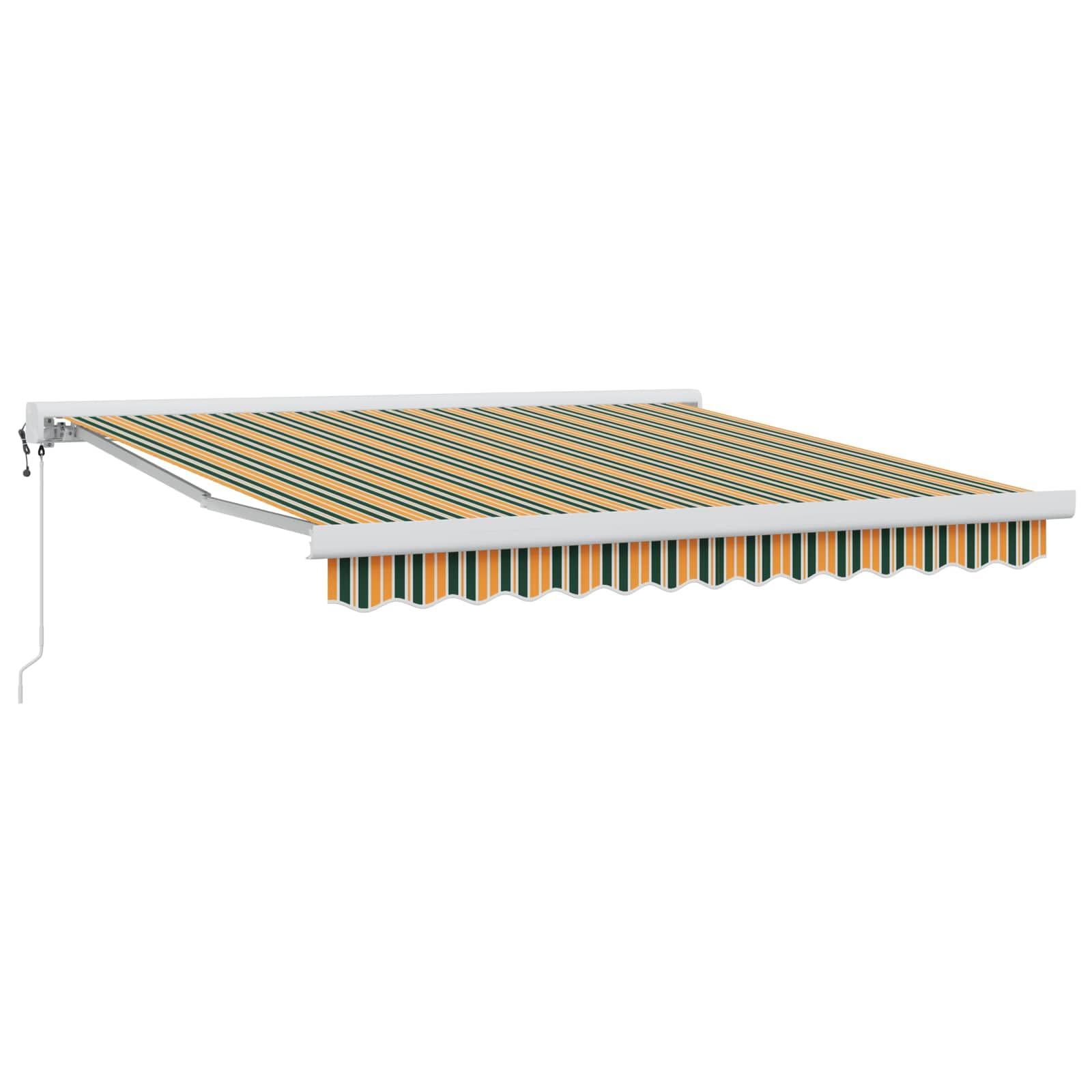 Einziehbare Markise 300 x 250 x 165 cm mit Teleskopfunktion für Terrasse und Garten, Markise praktische Polyester Konstruktion in Grün und Gelb