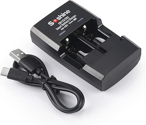 CR2 RCR123A Cargador de batería para RCR123 16340 CR2 15270 LiFePO4 Batería 3V Baterías recargables (cargador)