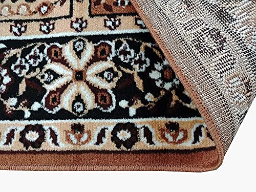 Image of Soft Traditional Rug for Living Room, Home Decor, Non Slip Washable Carpet 6x8 feet (180 x 235 CM) Gold