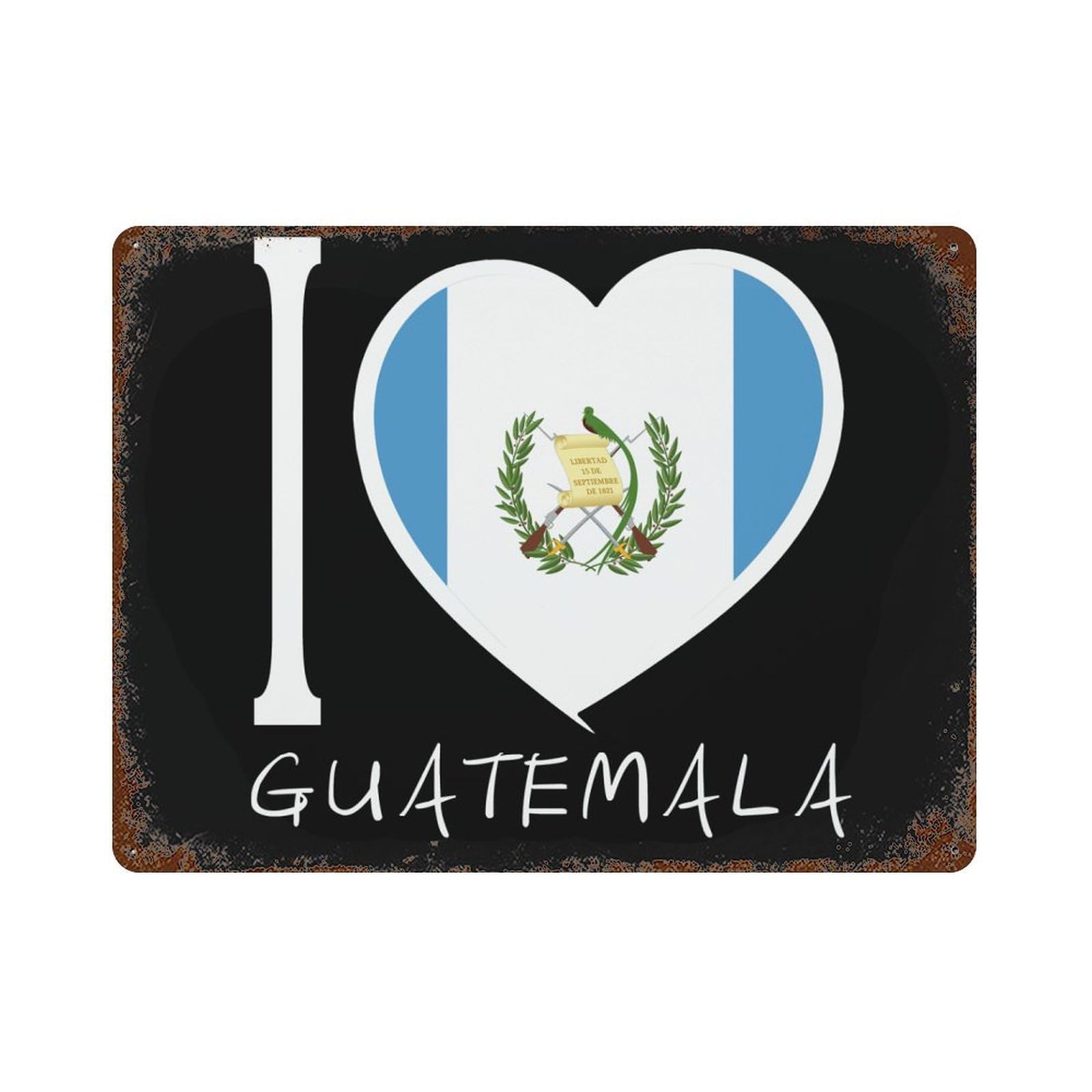 KWQDOZF I Love Guatemala Theme Metal Tin Sign,Vintage Iron Hanging Plate Horizontal with Rust Poster Wall Decor 12x16inch
