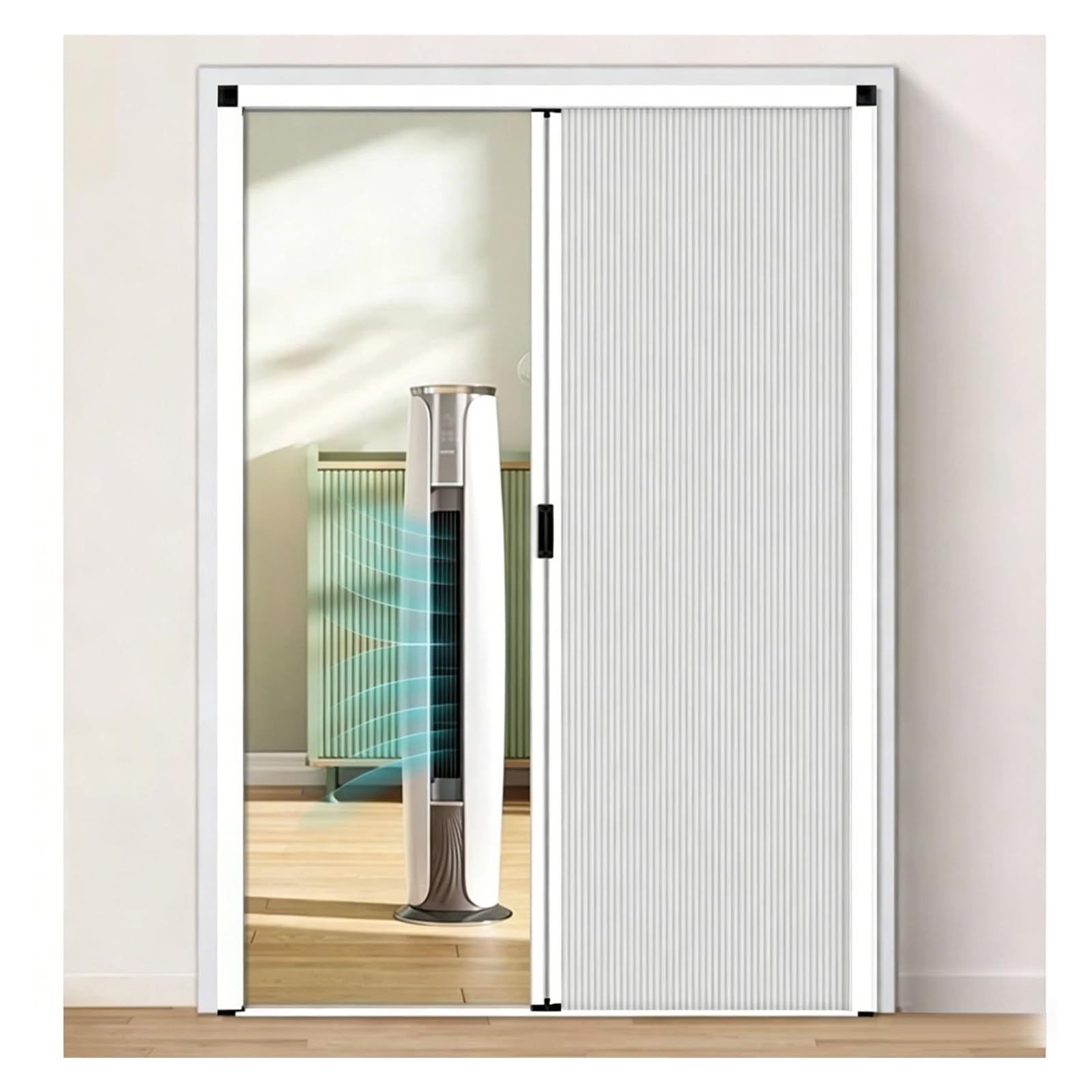 Aluminum Frame Retractable Accordion Sliding Door with Lock, Custom No-Drill Folding Door for Interior Bedroom Bathroom Balcony, Closet, Privacy Divider(White,28x80in(71x203cm))