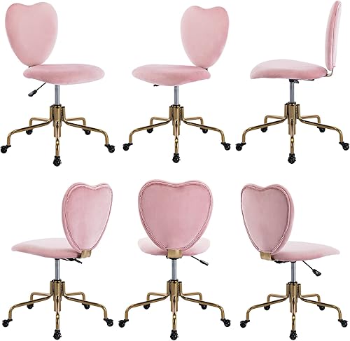Miniatura 5 de Wahson Silla de escritorio tapizada de piel sintética lanuda sin brazos, moderna y cómoda silla de maquillaje giratoria de tela con respaldo en