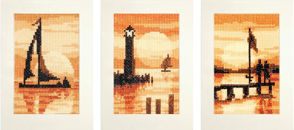 VERVACO Kreuzstich Set 3er Grußkarten - DIY Stickpackung Für Anfänger