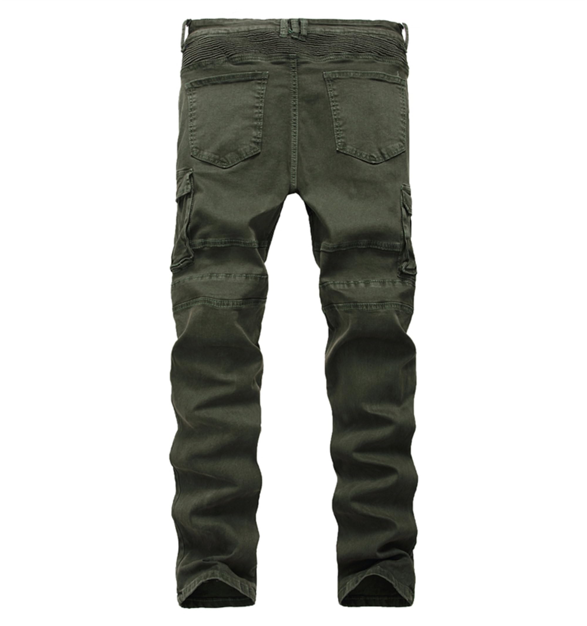 Męskie punkowe gotyckie spodnie dżinsowe Moto Comfort Skinny Biker Pants Regular Stretch Slim Fit Jeans