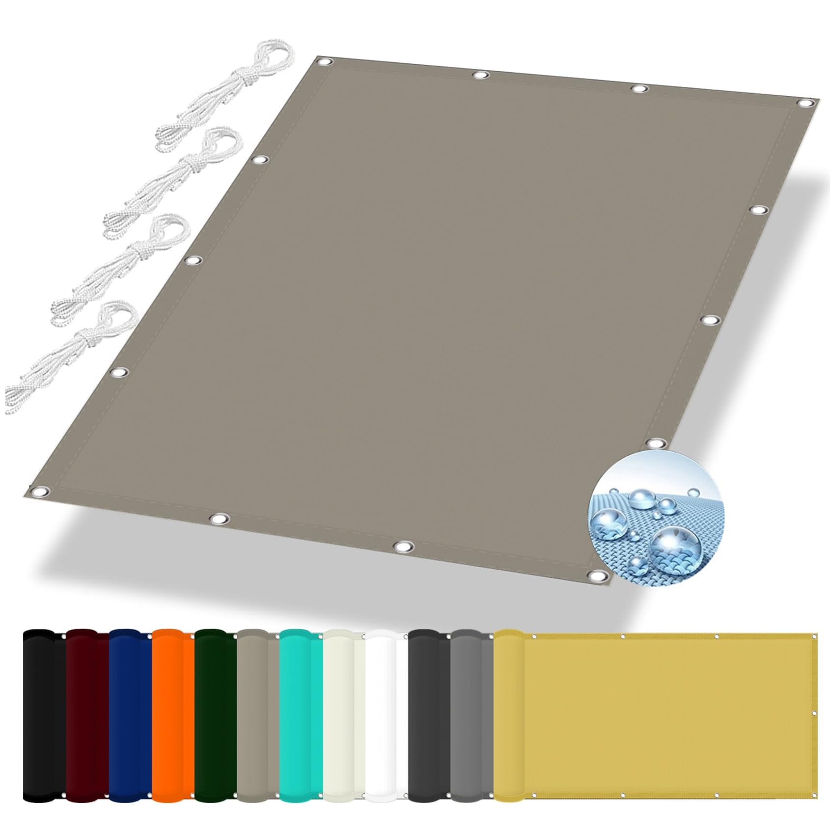 GLDYTVF Waterproof Shade Cloth with Grommets 3.6 x 4.8 m 98% Sun Protection Custom Perfect for Pergola Canopy Outdoor Garden Yard Taupe Color