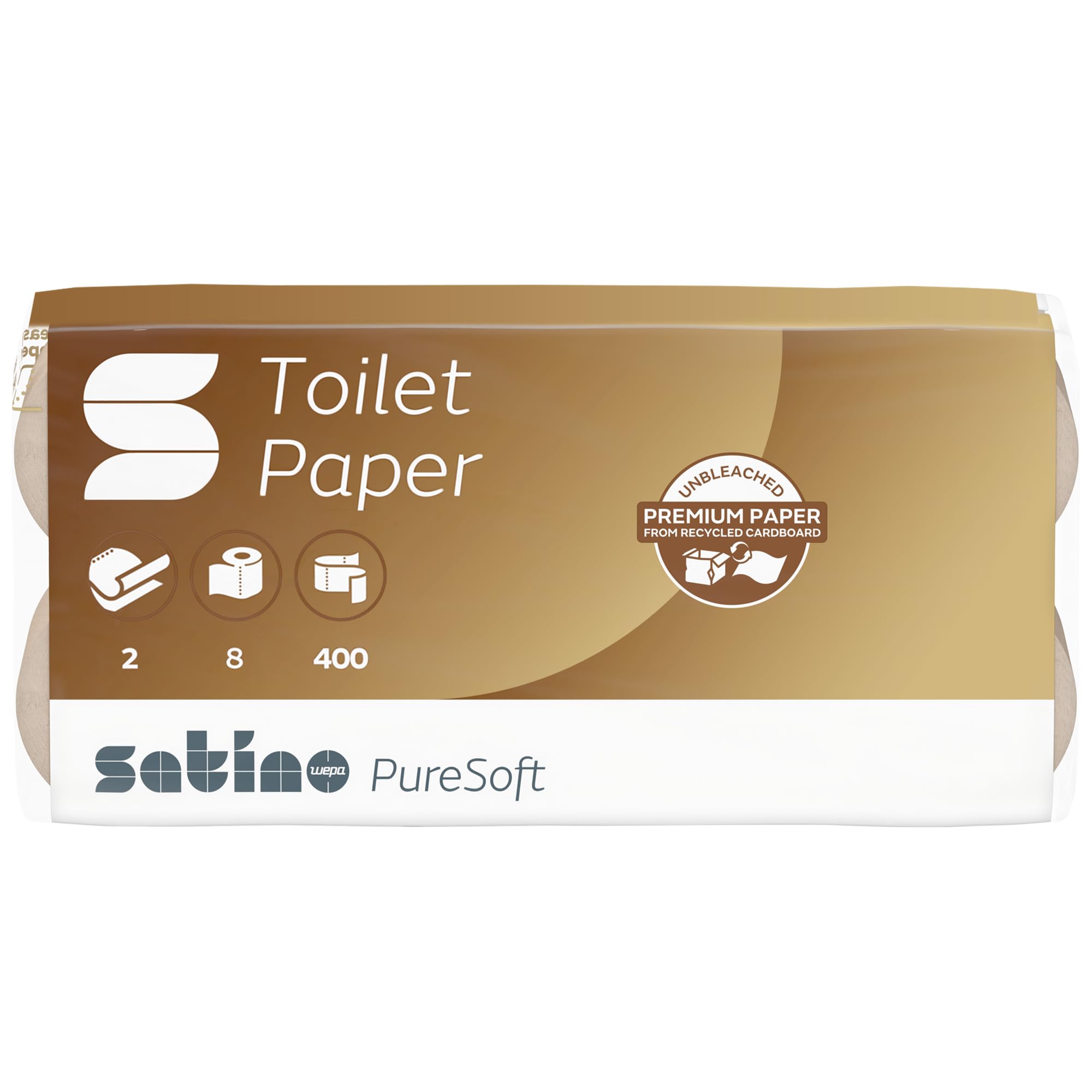 Satino PureSoft Toilettenpapier 2-lagig – extrem weich & äußerst umweltfreundlich dank 100% Recyclingpapier – Made in Germany – 100% recycelbar – Großpackung mit 48 Rollen – 400 Blatt je Klorolle