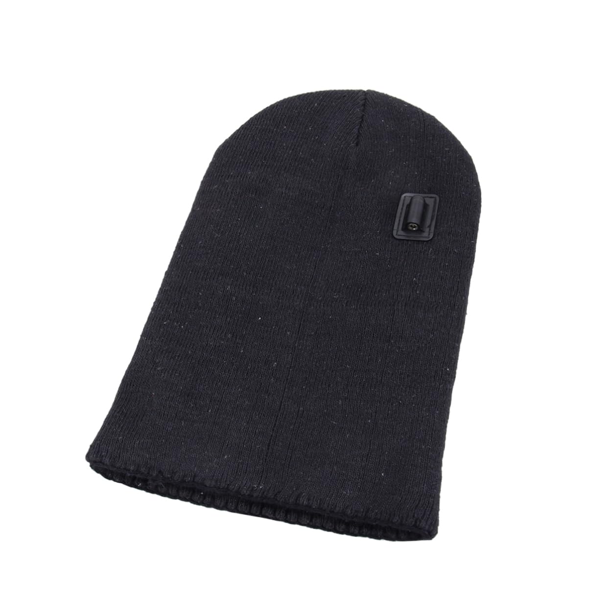 Schwarze Beheizte Winter Strickmütze aus Polyester für Erwachsene