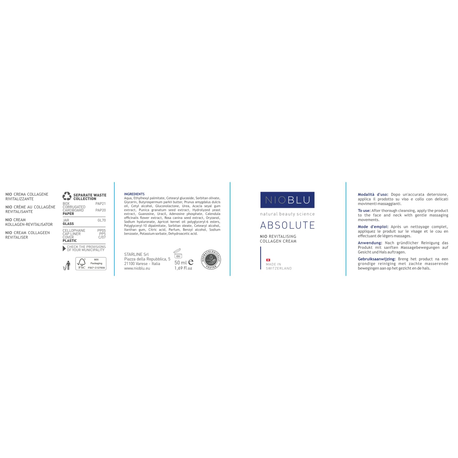 Nio-Collagen Revitalisierende Creme 50 ml – Mit Niosoma NIO-ACTIVE – Anti-Age Straffende und Tonisierende Creme