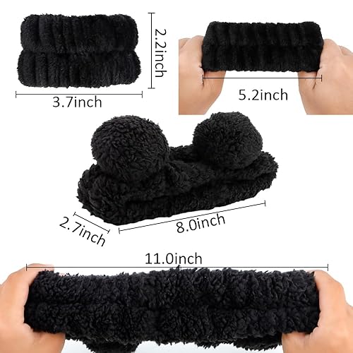 Miniatura 4 de AHONEY Diadema con orejas de oso de spa, diadema y pulsera, lindas diademas de maquillaje para el cuidado de la piel, diademas para lavar la cara,