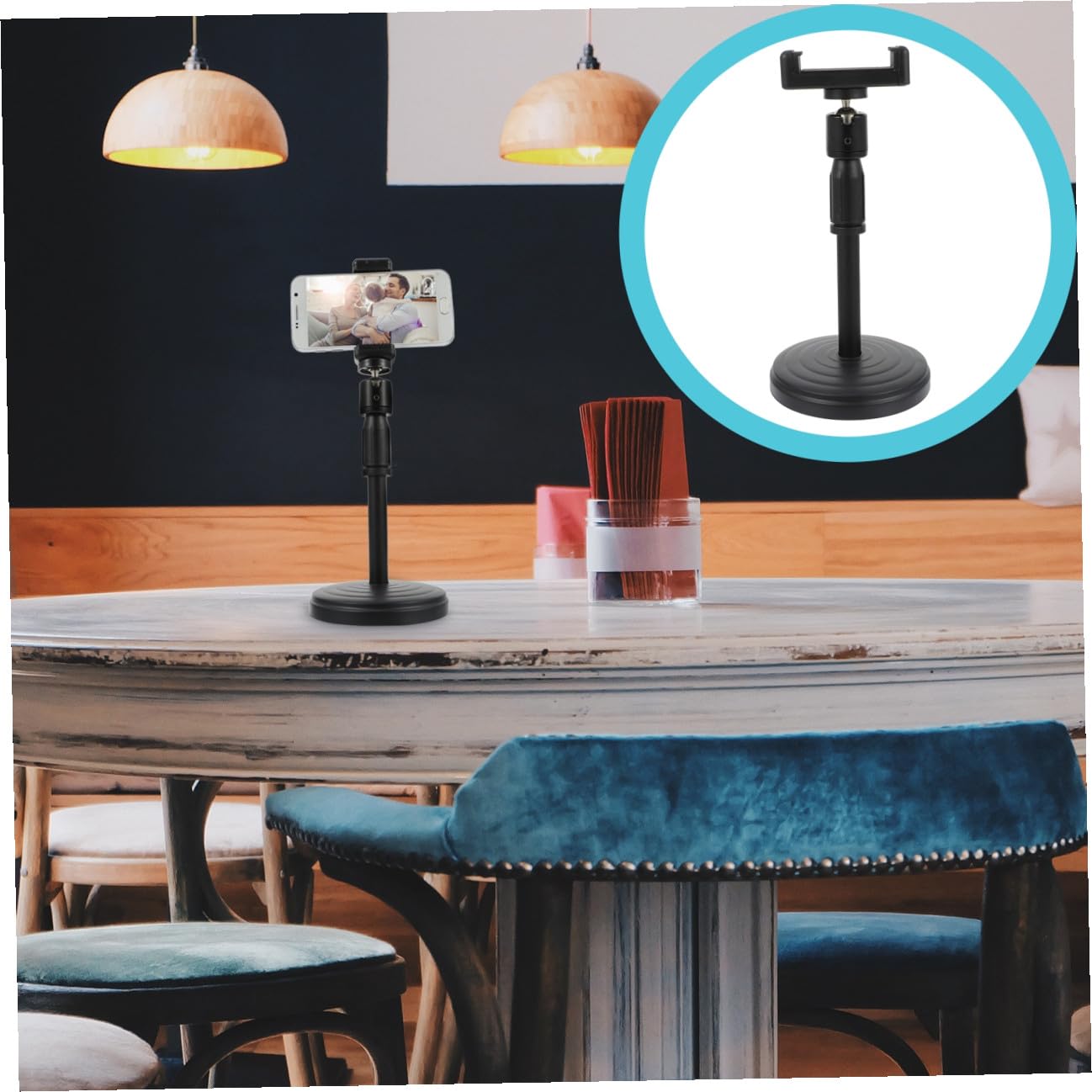 Soporte Teléfono Ajustable de Escritorio con y Ángulo Regulables para Smartphone para Streaming y Grabación de Videos