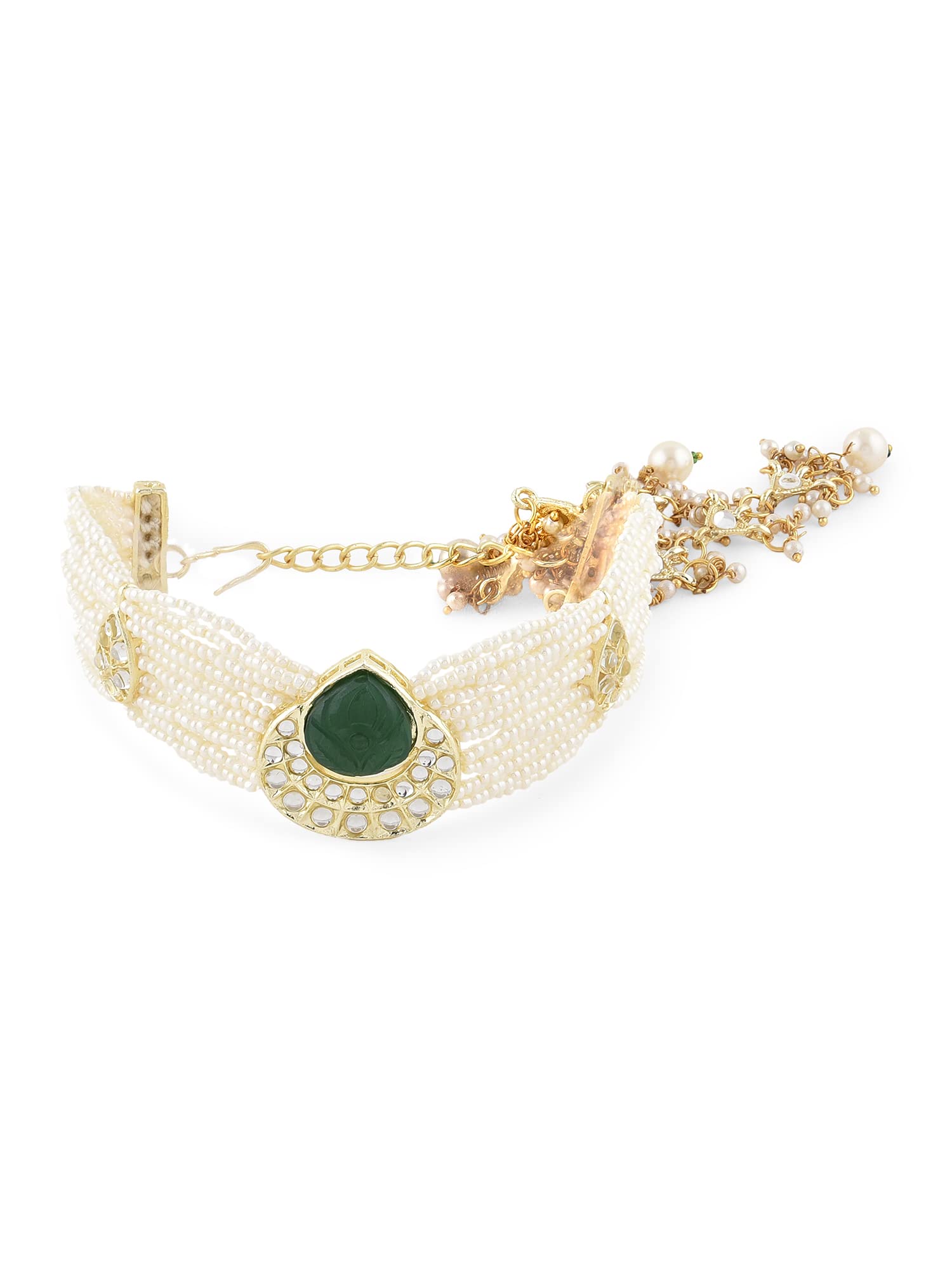 ZAVERI PEARLS Green Stone Multistrand Pearls Ethnic Kundan Bracelet For Women-ZPFK14609 (B0BCGGJWZD) Amazon Price History, Amazon Price Tracker