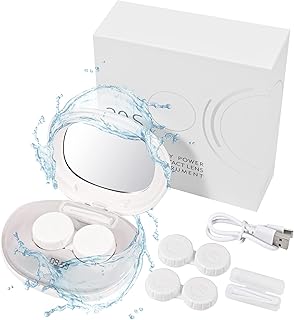 MV7 Ultrasonic Contact Lens Cleaner Machine with Timer Display, Big Mirror & USB Charger, Fit Disposal Soft Lens, Colored Contact Lens, RGP Lens and OK Lens (Pearl White)
