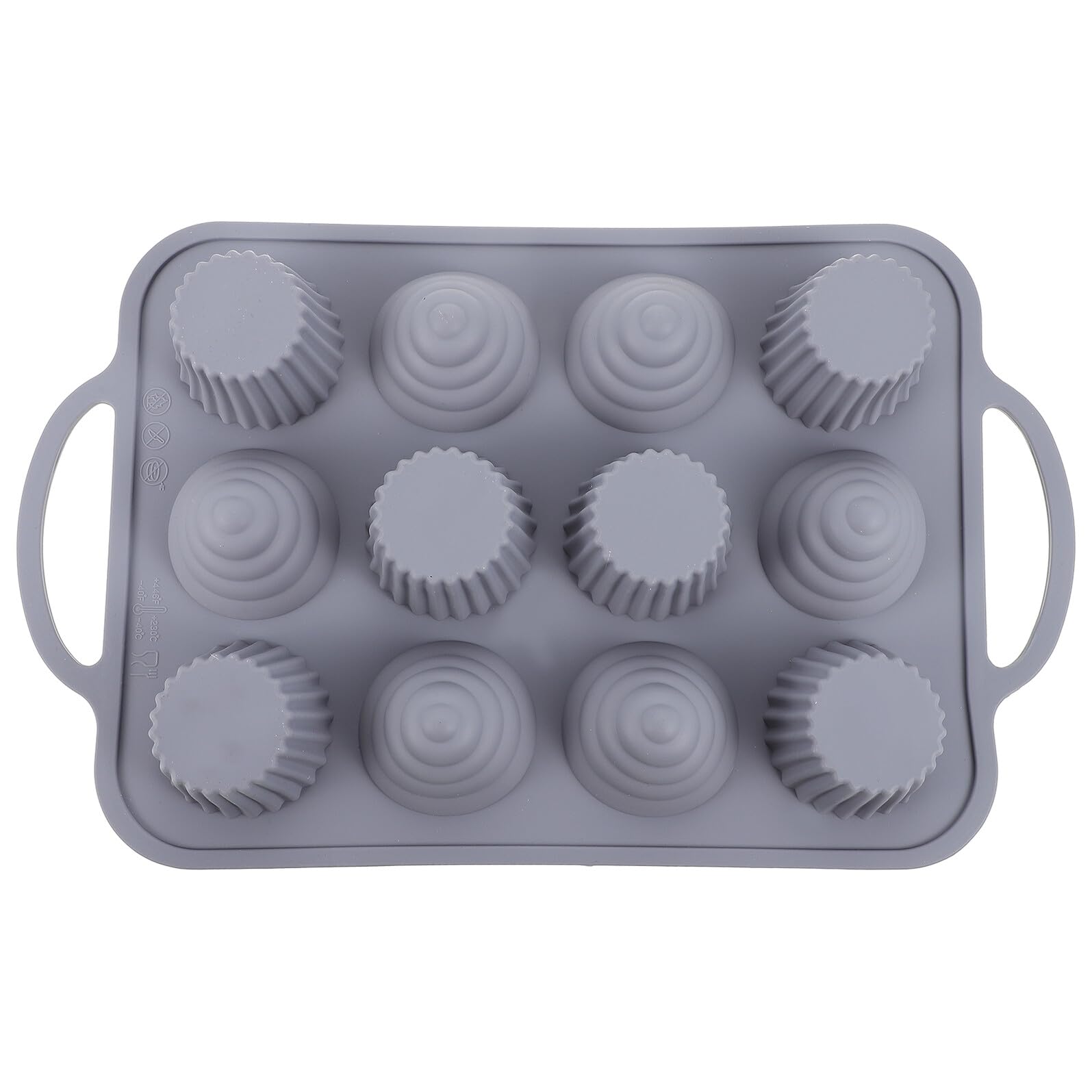 Molde de Silicona para Pasteles de 12 Cavidades Redondo | Mango Antideslizante, Diseño Integral Pieza, Tacto Suave y Resistente al Calor