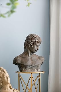 T2 CONCEPT 19x9x22.5” Neo Classical Victorian Atticus Bust Head Statue, Antique Weathered Finish, Man Head Sculpture for Tabletop Display, Entryway, Mantel, Bookshelf, Countertop, Office, Living Room