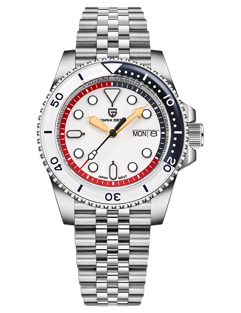 Pagani Design PD-1651 Men's Automatic Watch - Japanese Movement, 100M Waterproof, Stainless Steel, Sapphire Glass, Rotating Bezel Yacht Wristwatch