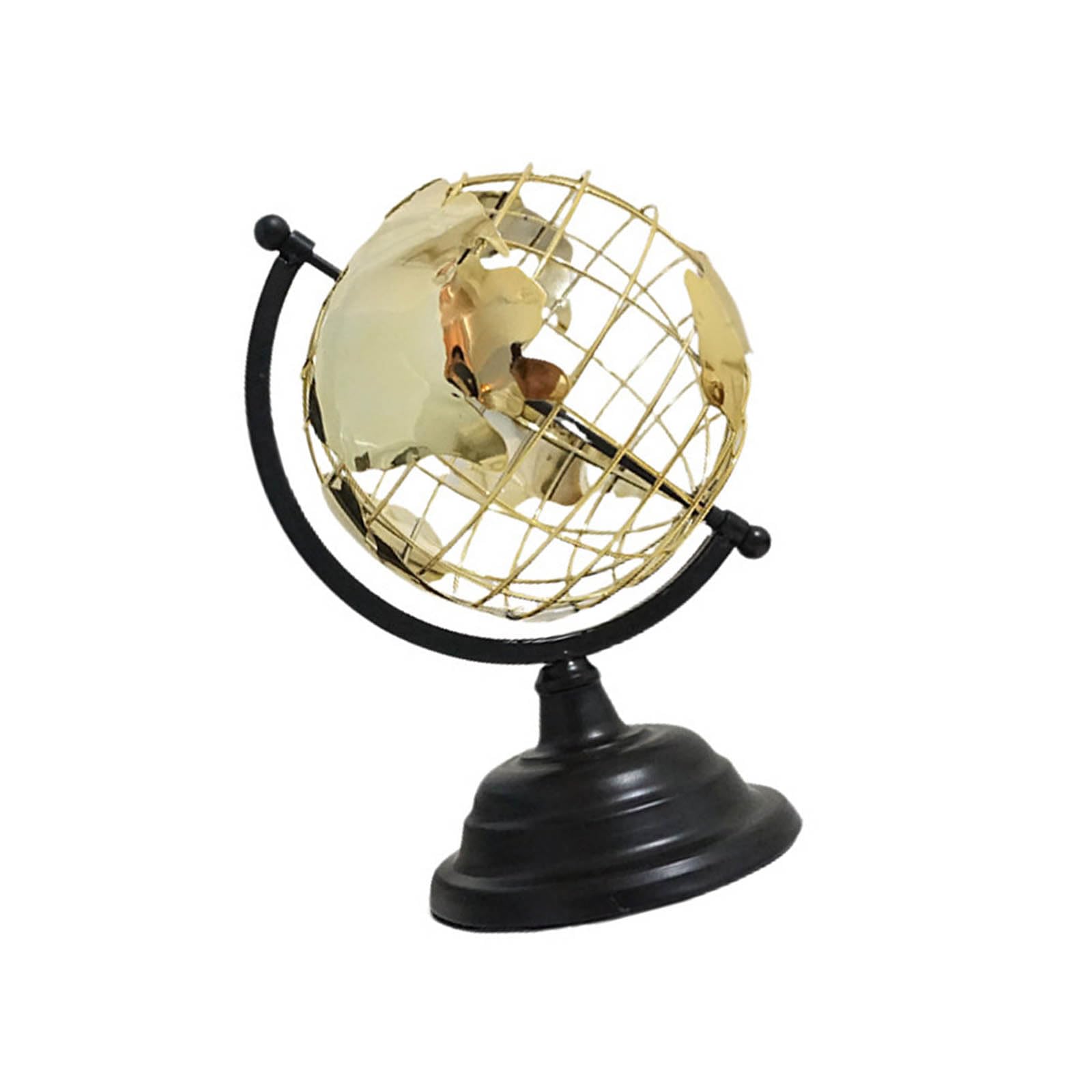 Modern Metal World Globes Sculpture with Open Frame and Gold Base for Home Decoration Desk Globes