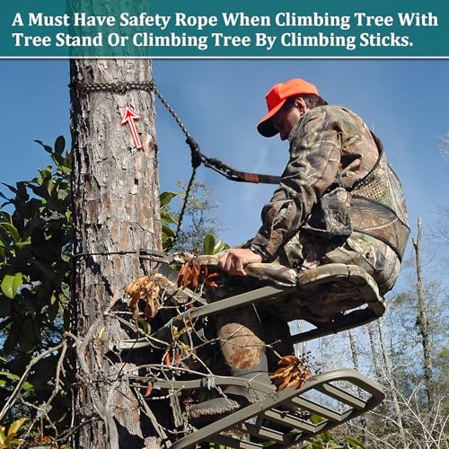 Huntury Treestand Safety Rope, Linemans Rope for Hunting, Tree Stand Safety Line, Tree Tether Rope, Life Lines for Tree Stands(10 feet) (Reflective (Black Yellow White)) - Thumbnail 5