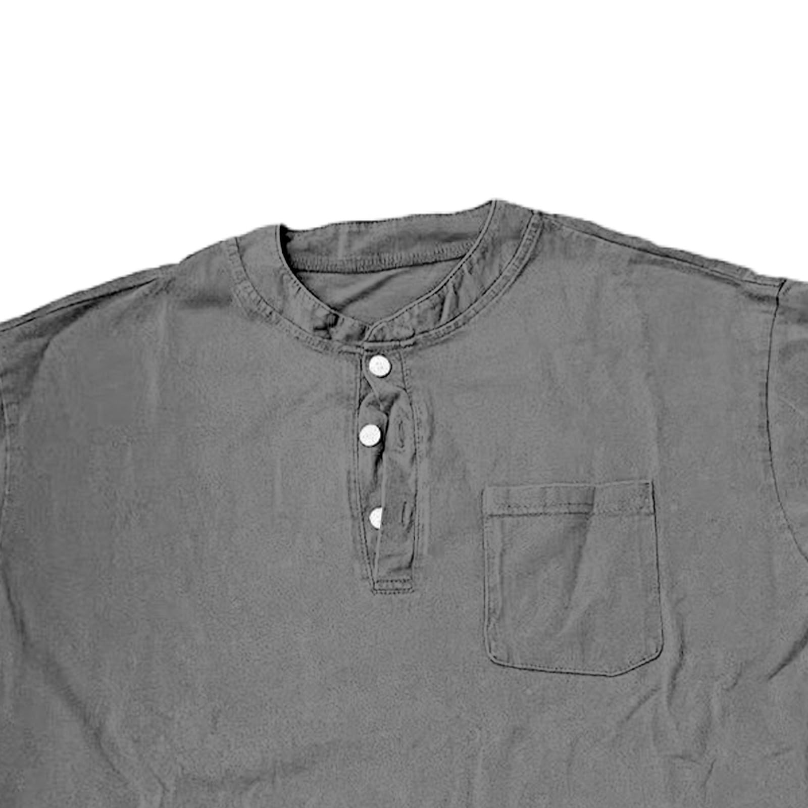 Camicia casual da uomo - puro cotone lavato imitazione denim manica corta button down girocollo t-shirt bianca