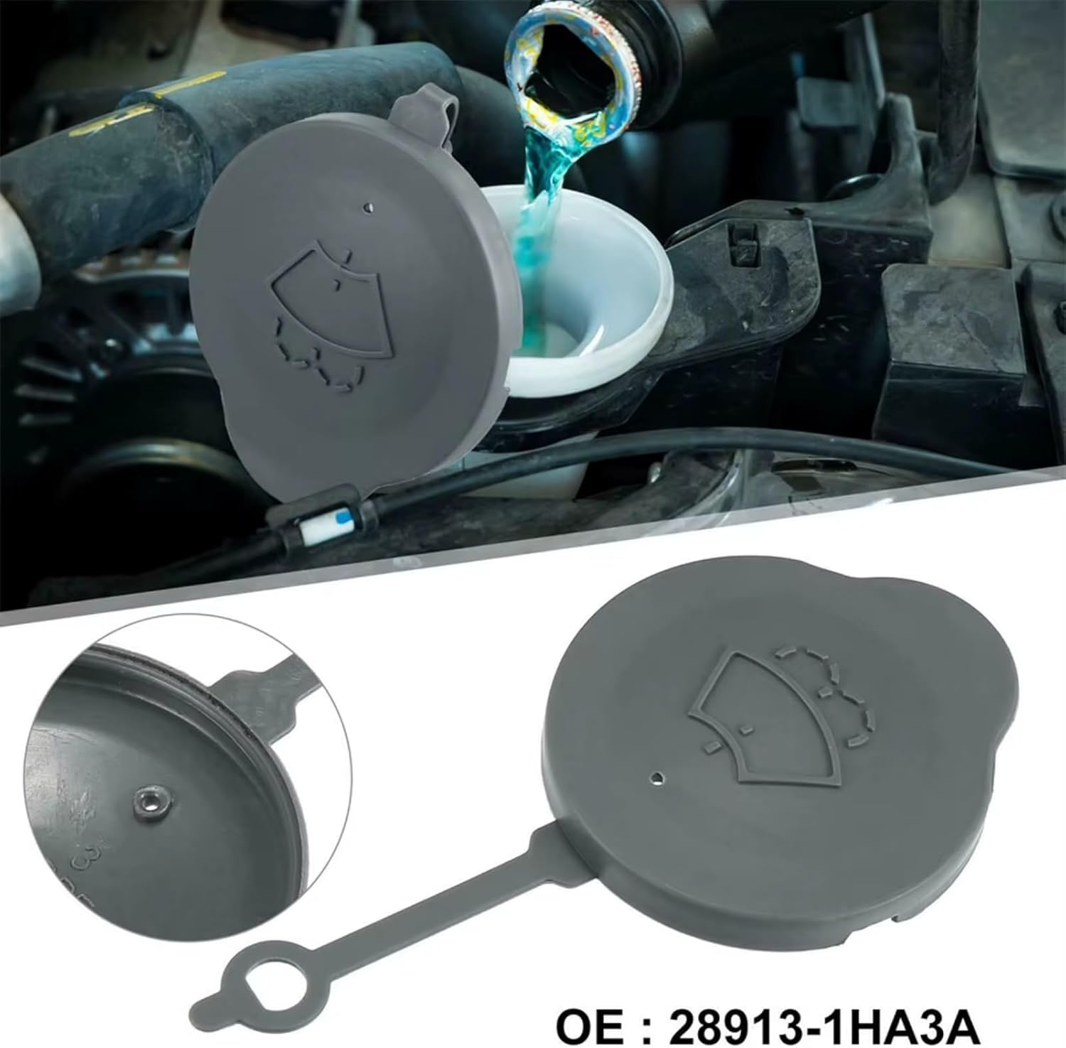 Car Water Tank Bottle Cap for Nissan for Micra for K13 2011-2016 28913-1HA3A Car Windshield Wiper Washer Tank Bottle Pot Cap Fluid Reservoir Lid Cover