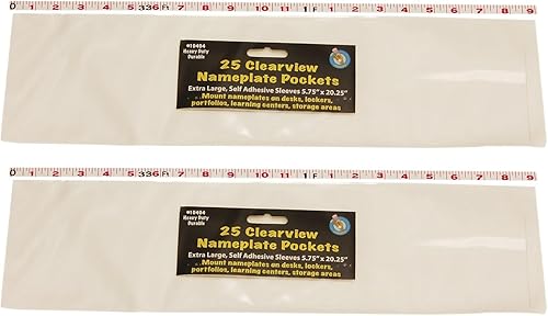 Ashley Productions Clear View - Bolsillo autoadhesivo extra grande para placa de nombre, 5.75 x 21 pulgadas, 25 por paquete, 2 paquetes