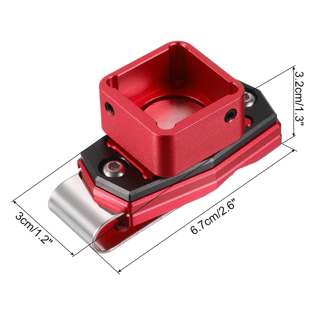 Porta gessetti da biliardo in lega di alluminio, accessori, gessetti coordinati di diverse forme [quadrato] rosso nero