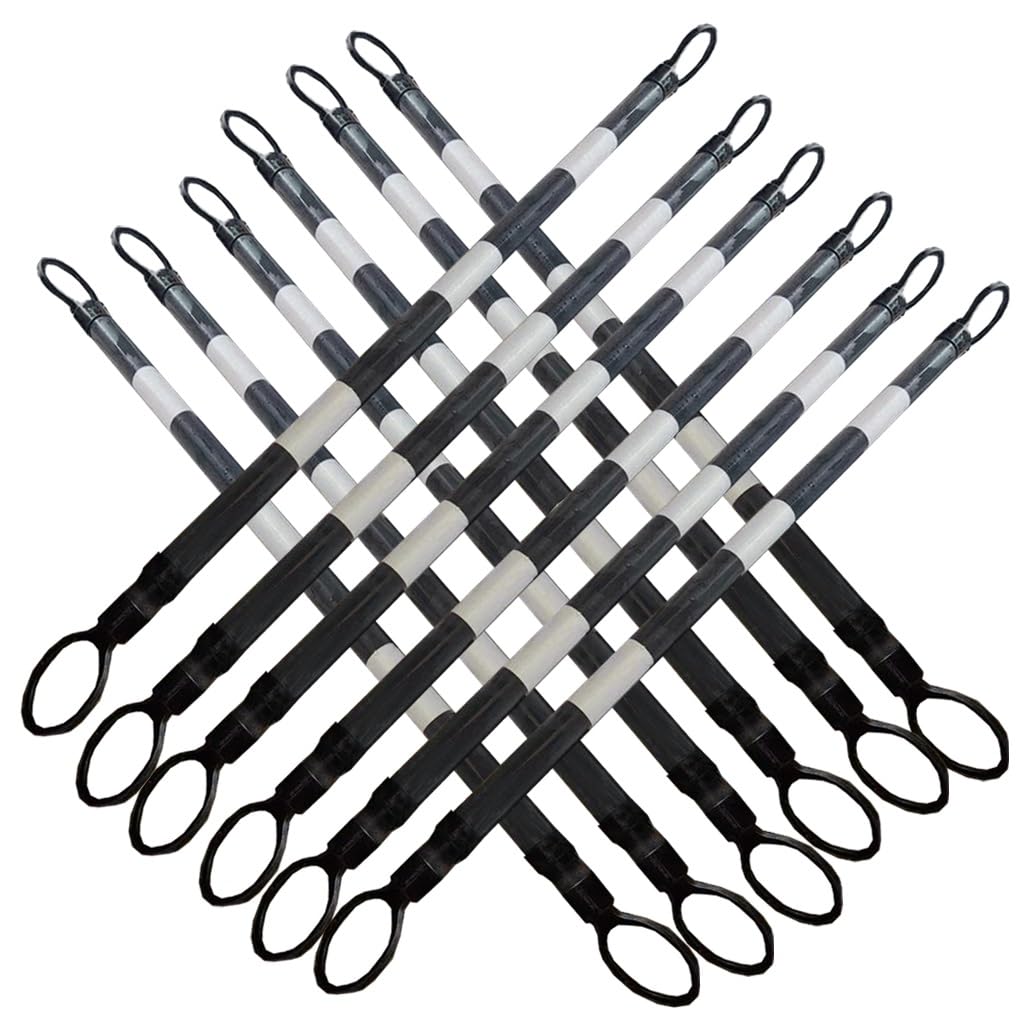 SGKOMN 10 Pcs Adjustable Traffic Cone Bar - 47-78 Inch Retractable Safety Barrier with Reflective Sheeting, Temporary Security Divider for Traffic Control & Warning, White and Black-12pcs