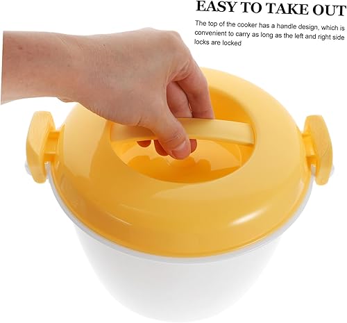Miniatura 6 de Hemoton Mini vaporizador para microondas, olla arrocera para microondas, olla de vapor de alimentos, recipiente de vapor con tapa, utensilios de