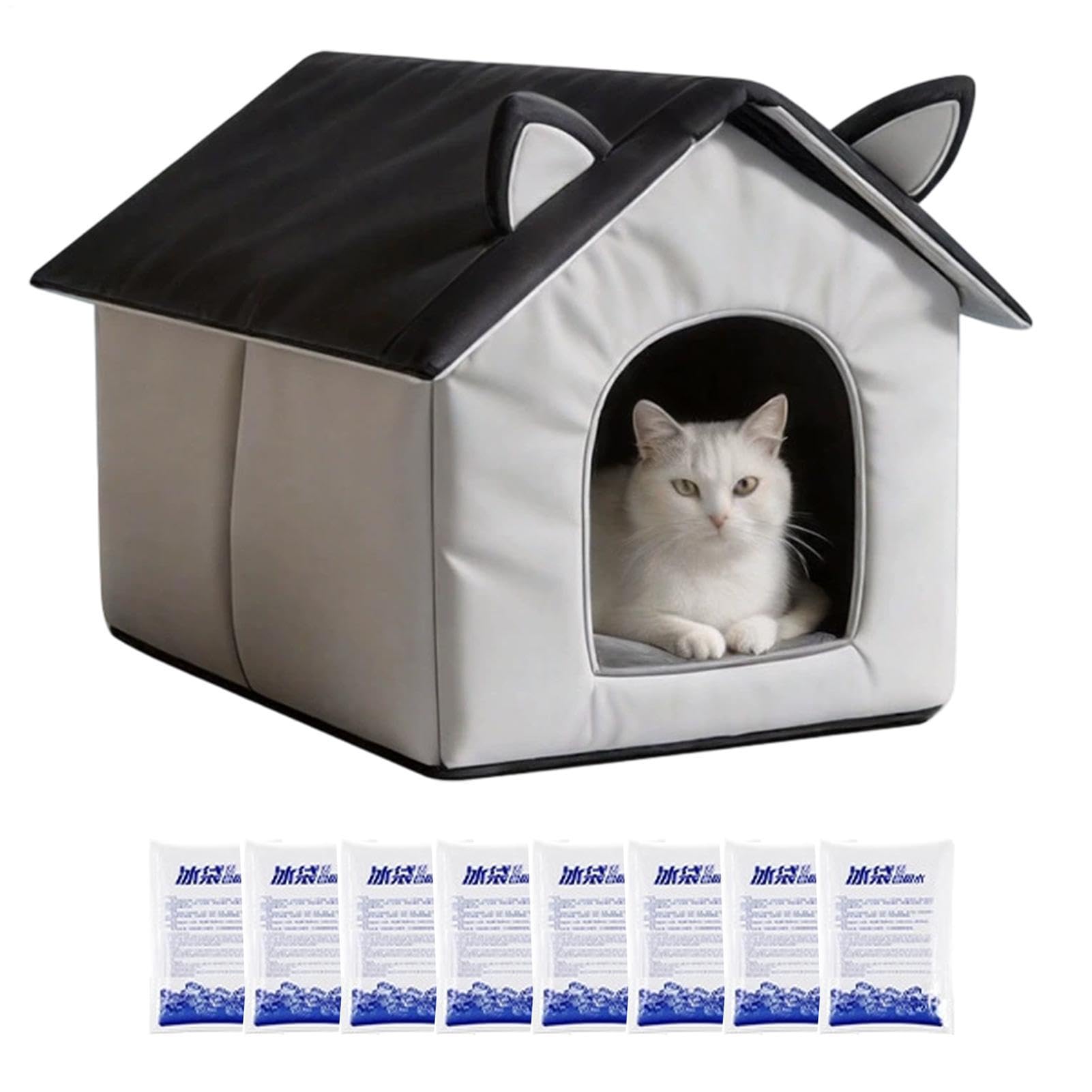 Pet Cooling House, Cooling Outdoor Pet House With 8 Ice Packs, Cat Houses Portable Foldable Weatherproof Insulated Cave, Cat & Dog CoolingStation, For Puppy Kitten Sleeping Rest Summer Indoor Outdoor