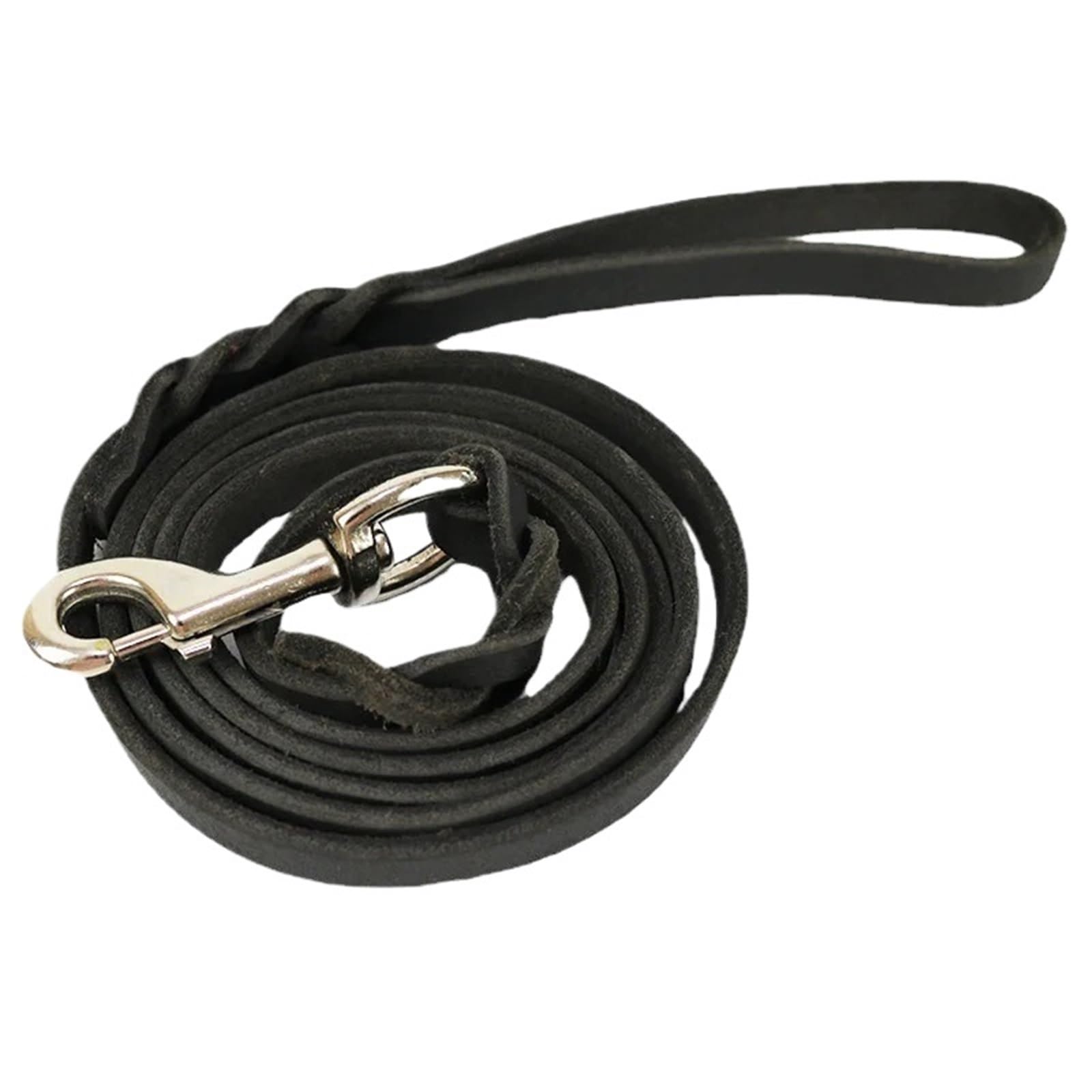 Dog Genuine Leather Long Leashes Braided Pet Walking Training Leads Brown Black Colors for Medium Large Pet(Black,210cm)