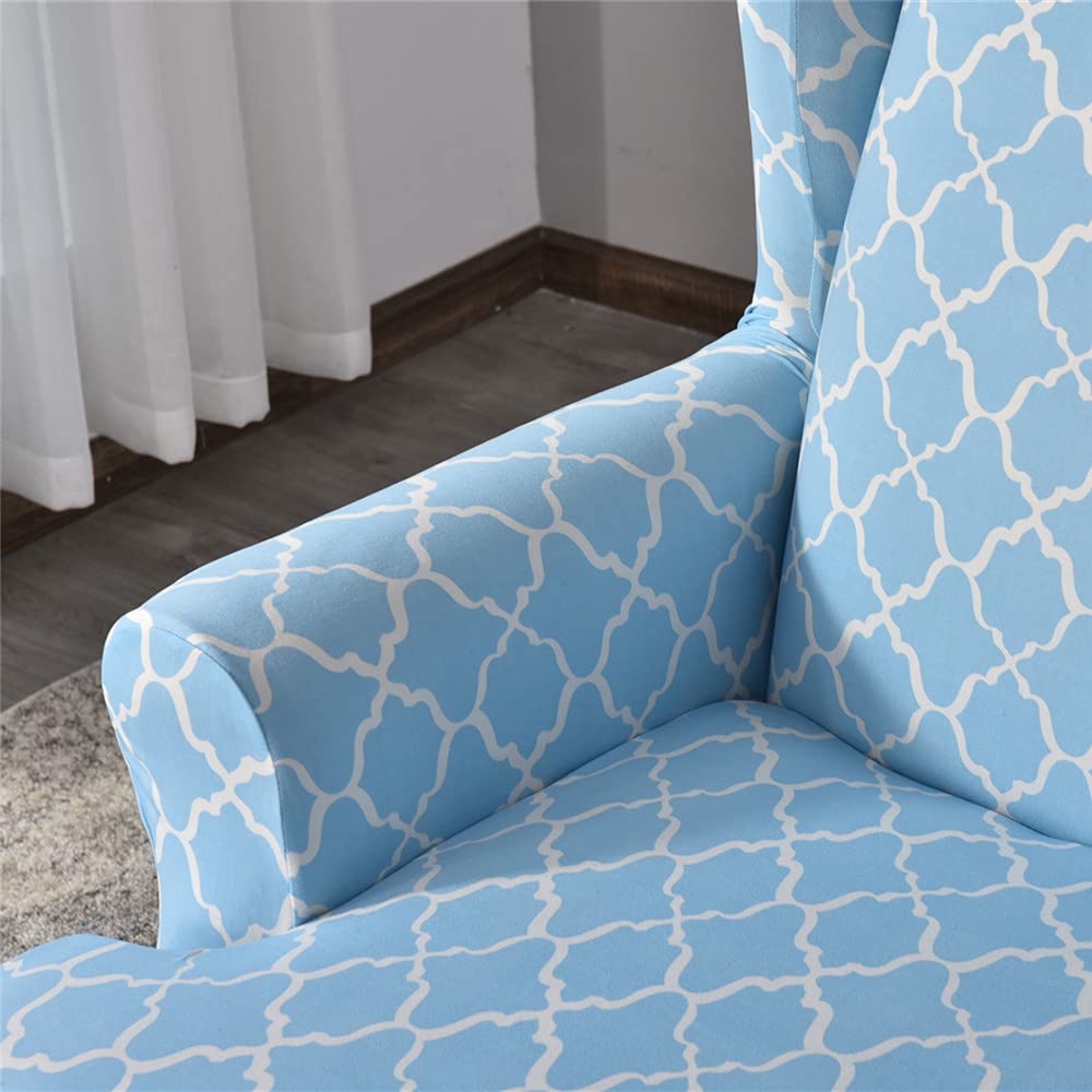 Highdi 2-Pezzi Copripoltrona con Orecchie Elasticizzato, Tinta Unita semplicità Copridivano da 1 Posto con Fodera per Cuscino, Lavabile per Strandmon Bar Soggiorno Camera da Letto (Blu Navy
