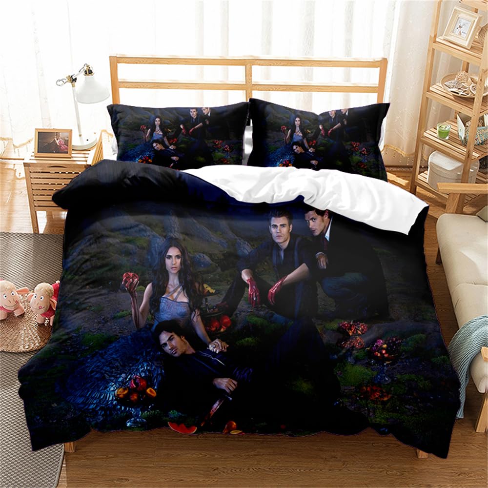 Ste-X Bedding Set Vampire Diaries Duvet Cover Set for Boys Girls Junior/Cot Bed Reversible Lovely Colorful Comforter Cover (200x200cm(Double),TVD 05)