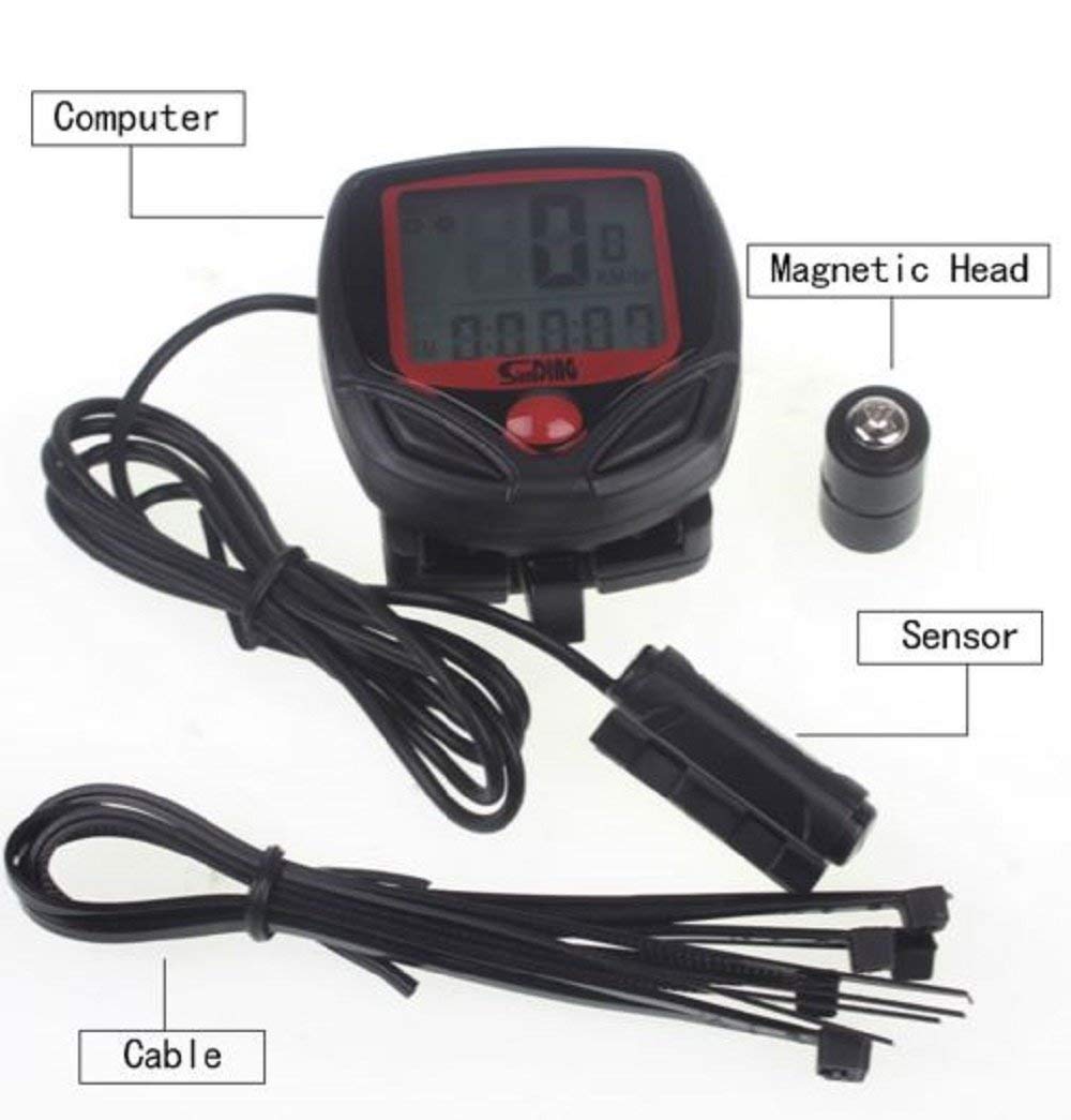 Flipco Bike Computer, Large LCD Digital Display with Backlight Waterproof Bicycle Bike Speedometer Sensitive Data Statistics Recording Cycling Odometer Multi Function 3