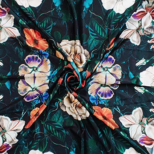 Image of Satin Silk Women's Large Square Floral Fashion Scarf | Soft satin silk neck scarf, head scarf, hair scarf, bandana, wrap, hijab, lightweight fashion accessory