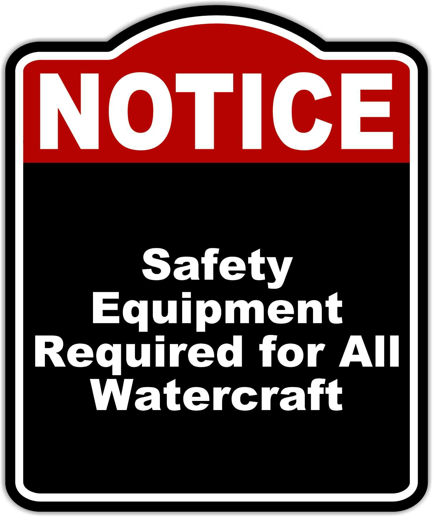 Safety Equipment Required for All Watercraft Notice Red Black Aluminum Composite Sign 20 x 24 inches