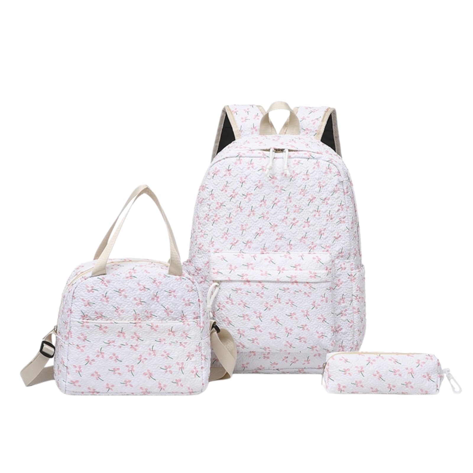 Zaino da Viaggio 3 in 1 Tiny-Floral Stampa Set Scolastico con Sacchetto A Pranzo E Borsa Matita per Ragazze Adolescenti