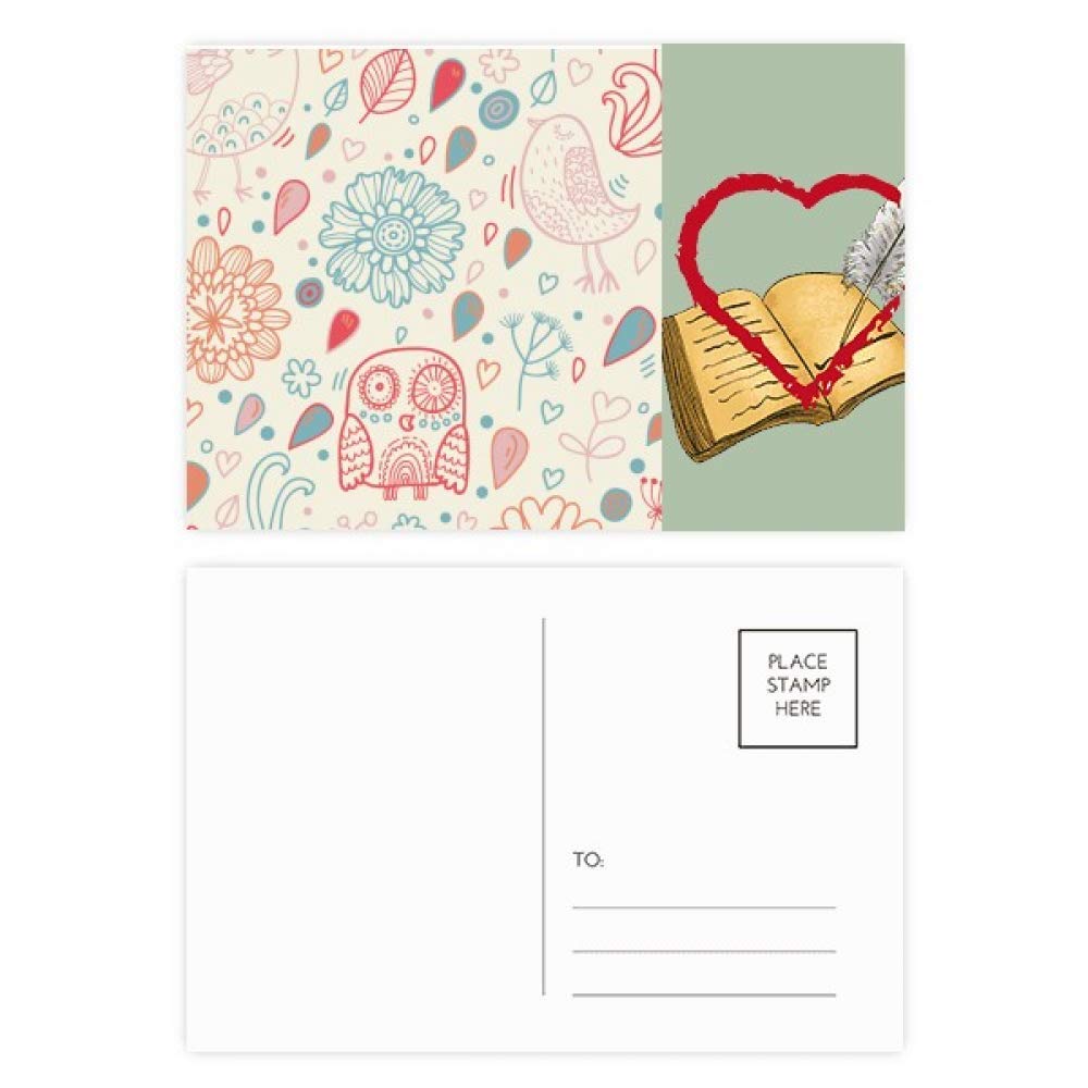 Lot de 20 cartes postales de remerciement avec motif de chouettes et fleurs