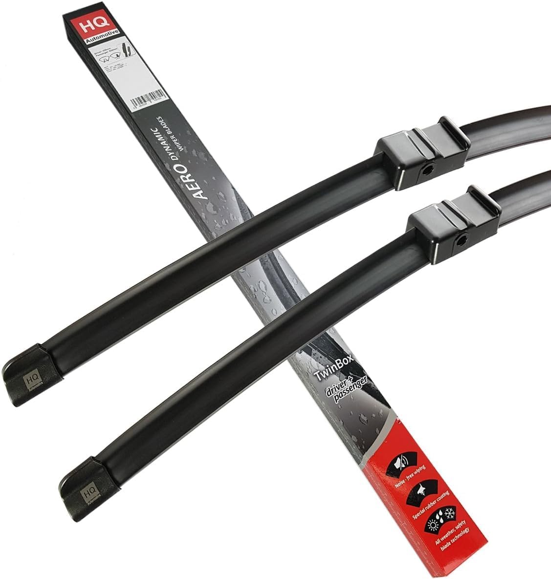 Set of Front Frameless Flat Aero Wiper Blades HQ Automotive - ADR72-822 Twin Box