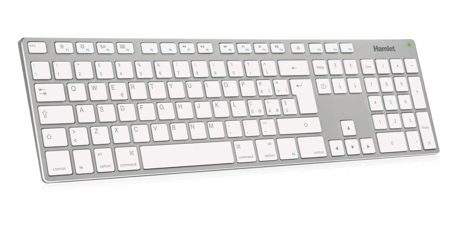 Hamlet XKKITAMCU - Tastiera Estesa USB MAC Compatibile Layout Italiano in Alluminio con Tastierino Numerico