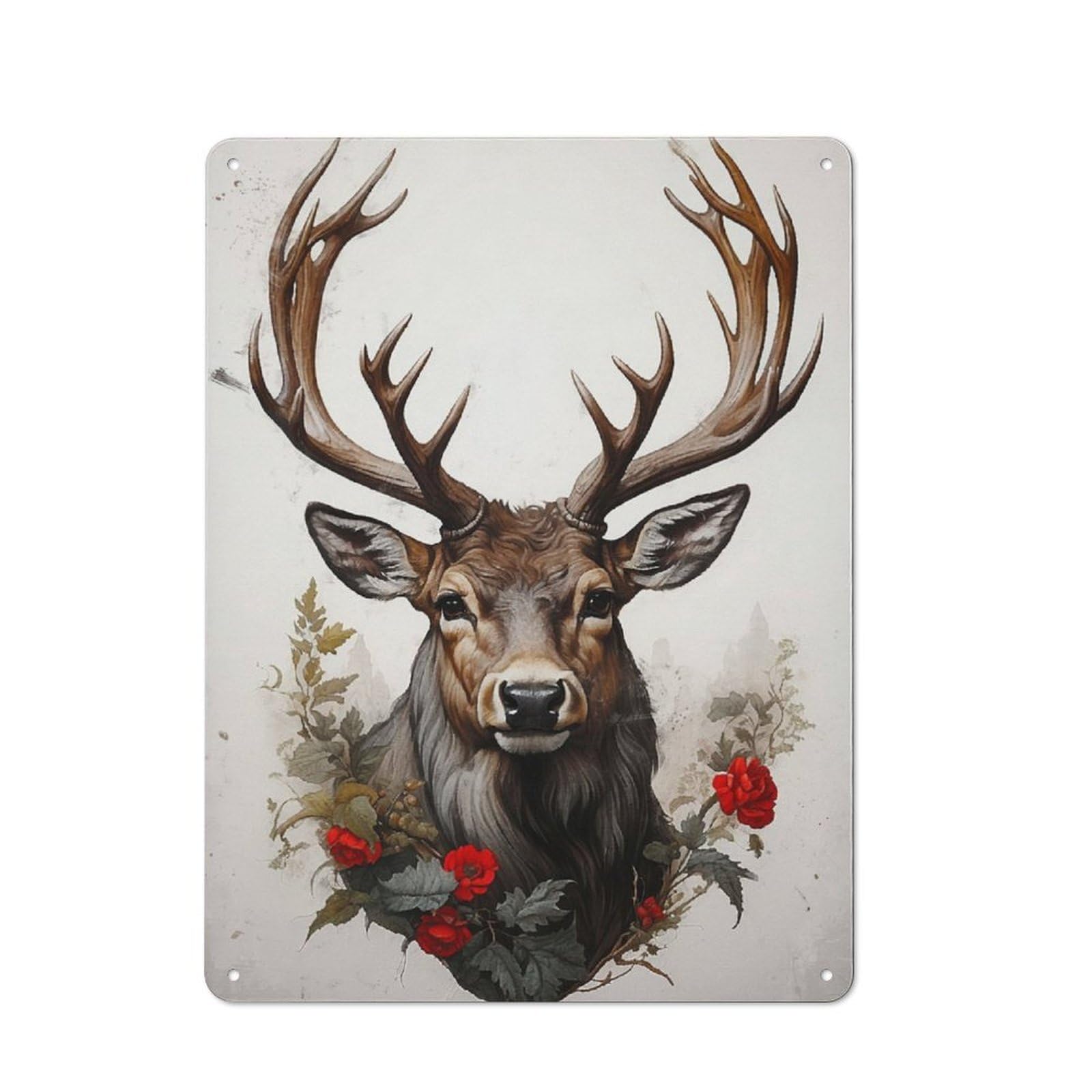 Junmoney Reindeer Rhapsody 40X30cm Vintage Metal Plaque With For Garage Or Workshop, A Christmas Gift For People Styling Garage And Workshop