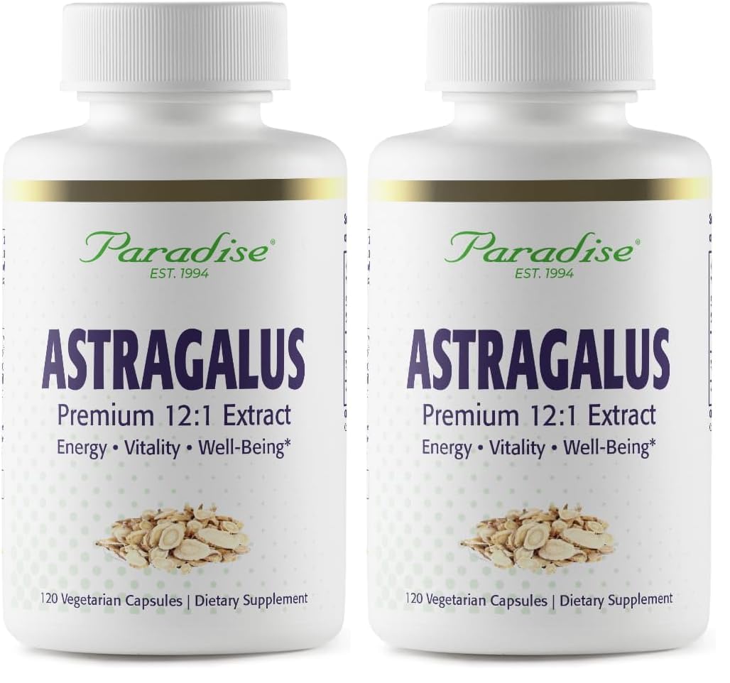 Paradise Herbs Astragalus Extract, Vegetarian Capsules for Energy, Digestive & Immune Health, Non GMO, Gluten Free, 120 Capsules (Pack of 2) 120 Count (Pack of 2)