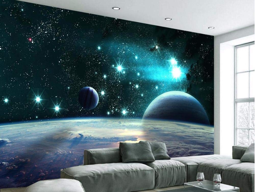 Papier peint panoramique planète pour décorer le salon
